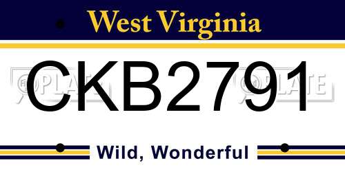 CKB2791 West Virginia License Plate