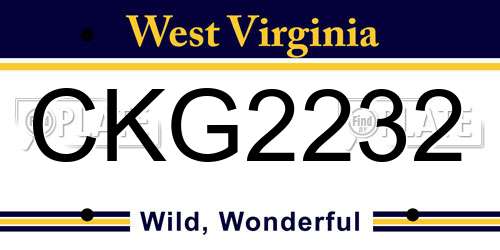 CKG2232 West Virginia License Plate