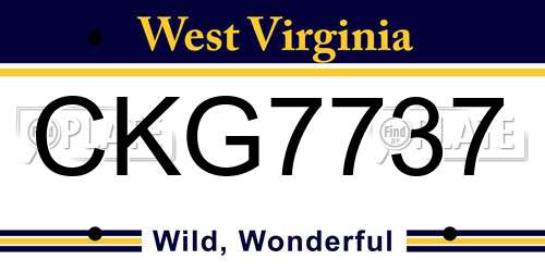 CKG7737 West Virginia License Plate