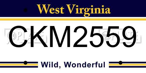 CKM2559 West Virginia License Plate