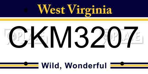 CKM3207 West Virginia License Plate