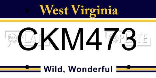 CKM473 West Virginia License Plate