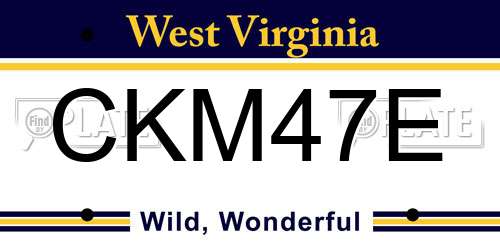 CKM47E West Virginia License Plate