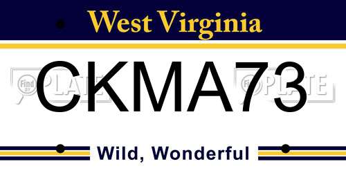CKMA73 West Virginia License Plate