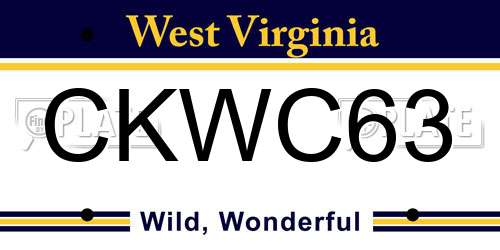 CKWC63 West Virginia License Plate