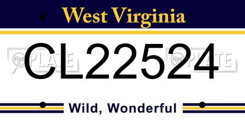 CL22524 West Virginia License Plate