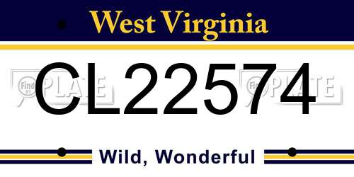 CL22574 West Virginia License Plate