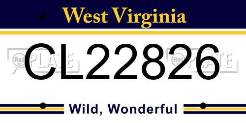CL22826 West Virginia License Plate