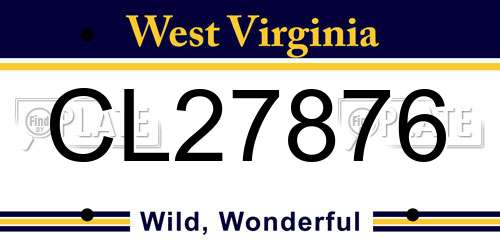 CL27876 West Virginia License Plate