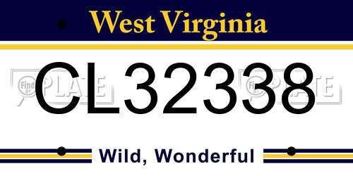 CL32338 West Virginia License Plate