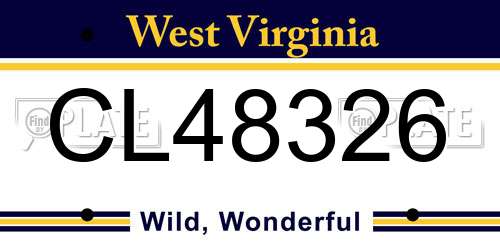 CL48326 West Virginia License Plate