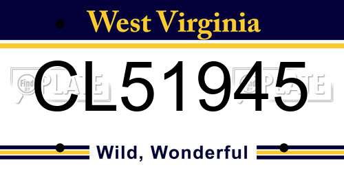 CL51945 West Virginia License Plate