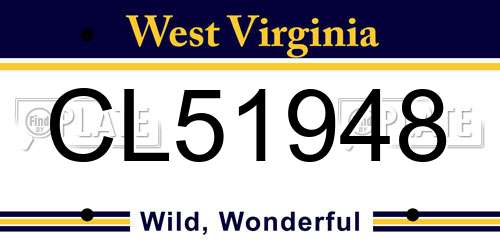 CL51948 West Virginia License Plate