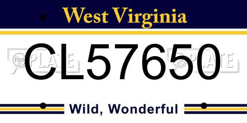 CL57650 West Virginia License Plate