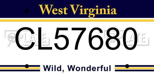 CL57680 West Virginia License Plate