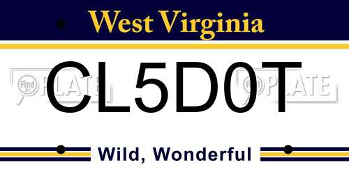 CL5D0T West Virginia License Plate