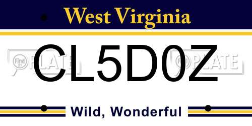 CL5D0Z West Virginia License Plate