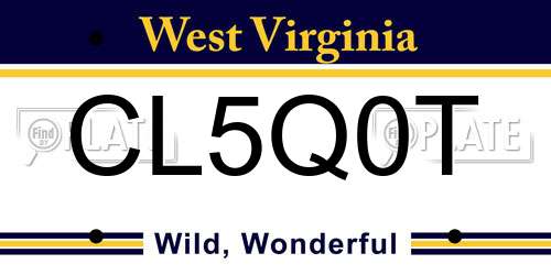CL5Q0T West Virginia License Plate