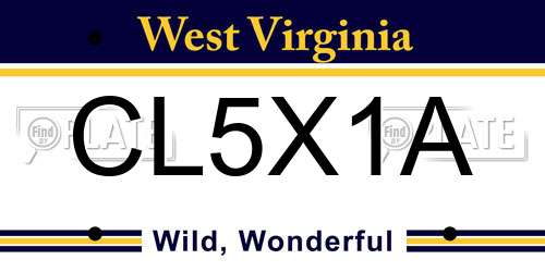 CL5X1A West Virginia License Plate
