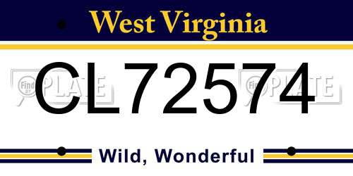 CL72574 West Virginia License Plate