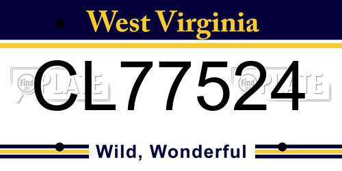 CL77524 West Virginia License Plate