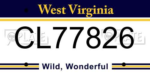 CL77826 West Virginia License Plate
