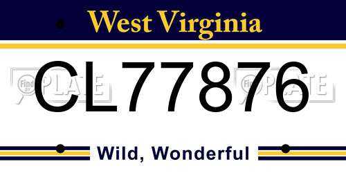 CL77876 West Virginia License Plate