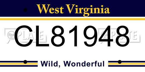 CL81948 West Virginia License Plate