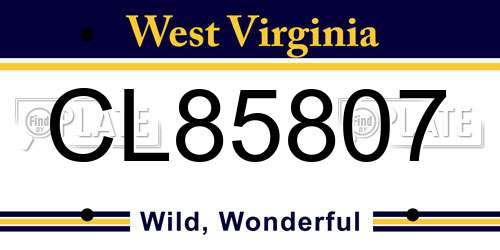 CL85807 West Virginia License Plate