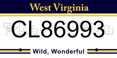 CL86993 West Virginia License Plate