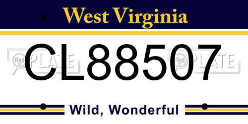 CL88507 West Virginia License Plate