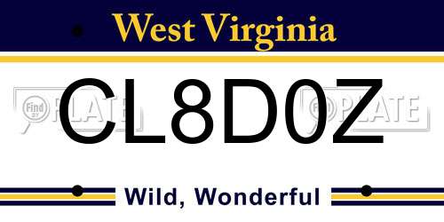 CL8D0Z West Virginia License Plate