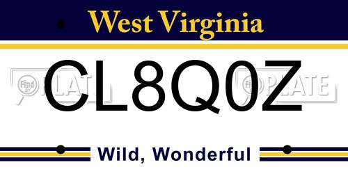 CL8Q0Z West Virginia License Plate