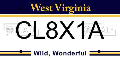 CL8X1A West Virginia License Plate