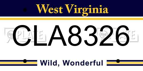 CLA8326 West Virginia License Plate