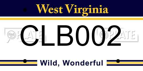 CLB002 West Virginia License Plate