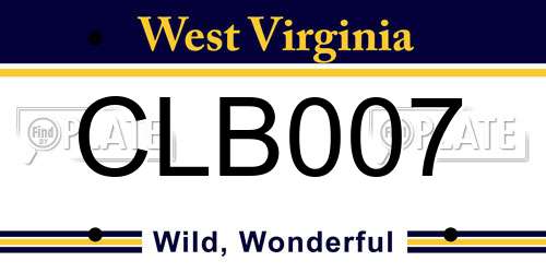 CLB007 West Virginia License Plate