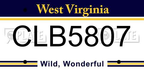 CLB5807 West Virginia License Plate