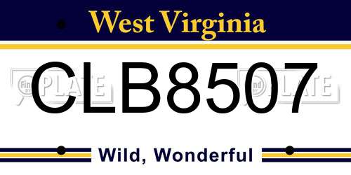CLB8507 West Virginia License Plate