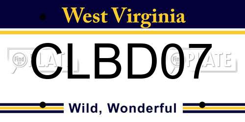 CLBD07 West Virginia License Plate