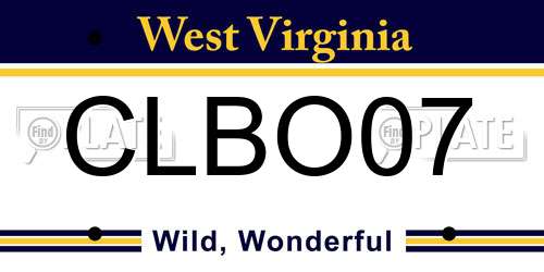 CLBO07 West Virginia License Plate