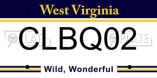 CLBQ02 West Virginia License Plate