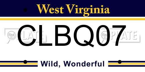 CLBQ07 West Virginia License Plate