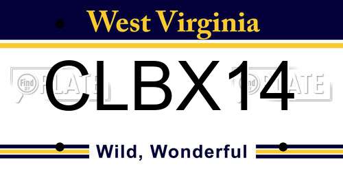 CLBX14 West Virginia License Plate