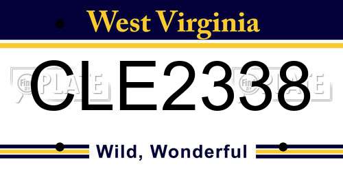 CLE2338 West Virginia License Plate