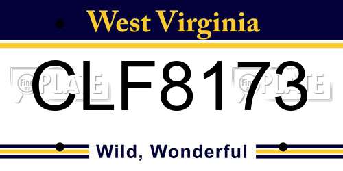 CLF8173 West Virginia License Plate