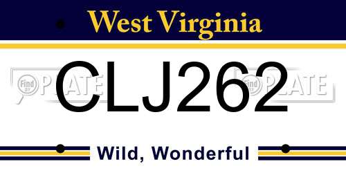 CLJ262 West Virginia License Plate