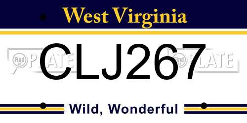 CLJ267 West Virginia License Plate