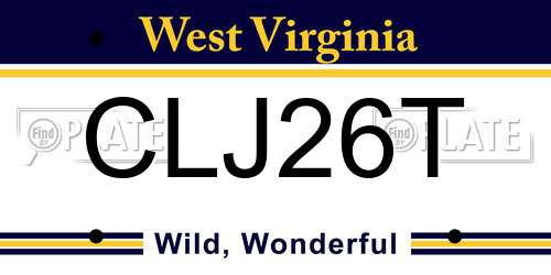 CLJ26T West Virginia License Plate