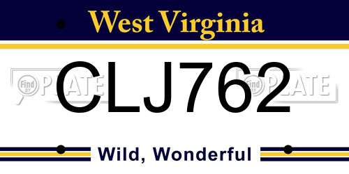 CLJ762 West Virginia License Plate